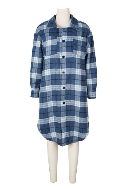 Contrast Plaid Slit Shacket