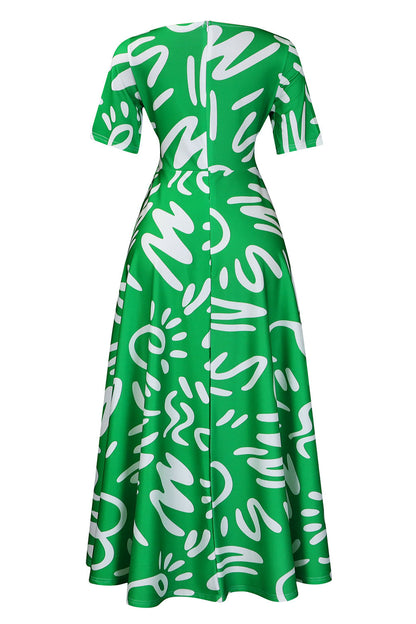 Tie-Waist Floral Print Short Sleeve Dress