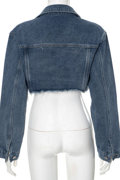 Denim Polo Collar Short Top Coat