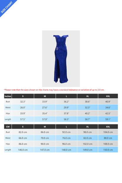 Off-the-Shoulder Sequins Prom Dress Long Slit