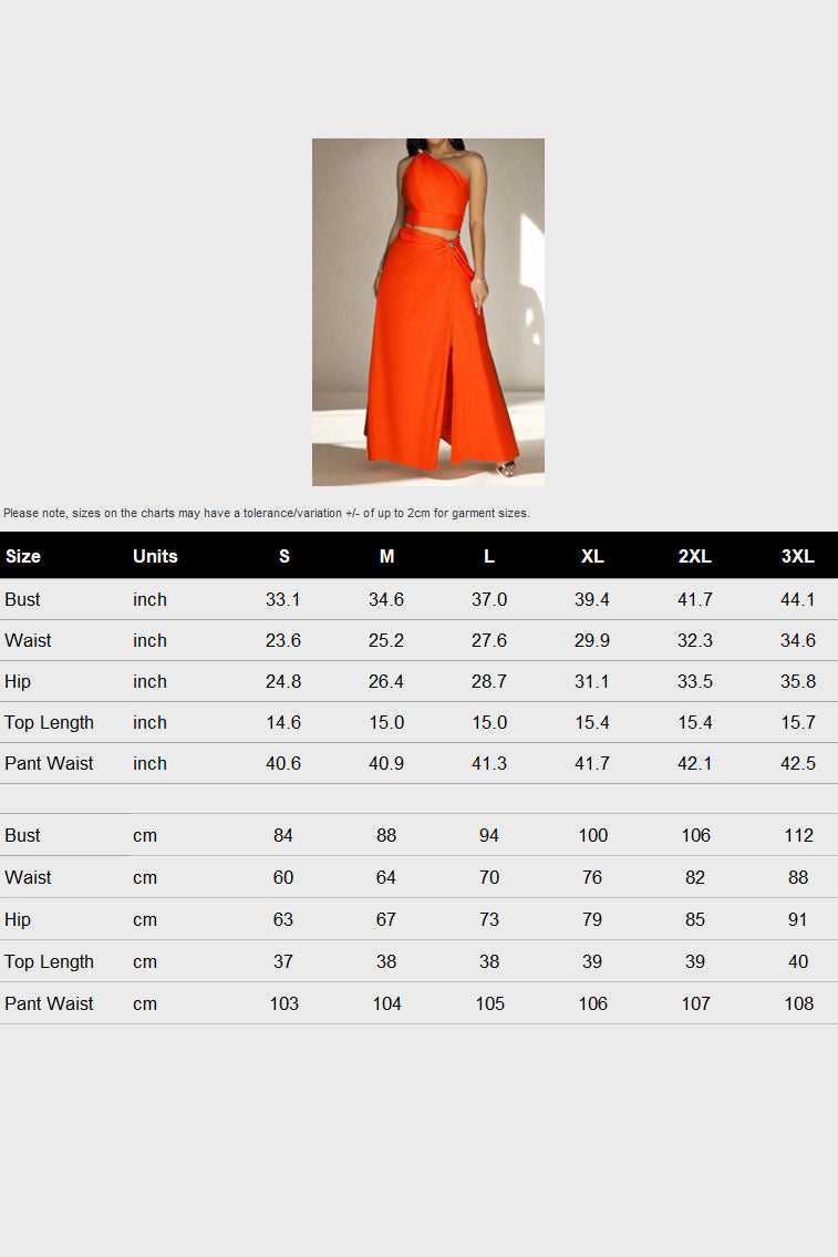 Slash Shoulder Slit Sleeveless 2 Piece Set