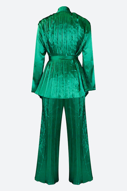 V Neck Long Sleeve Tops Wide Leg Pants Set