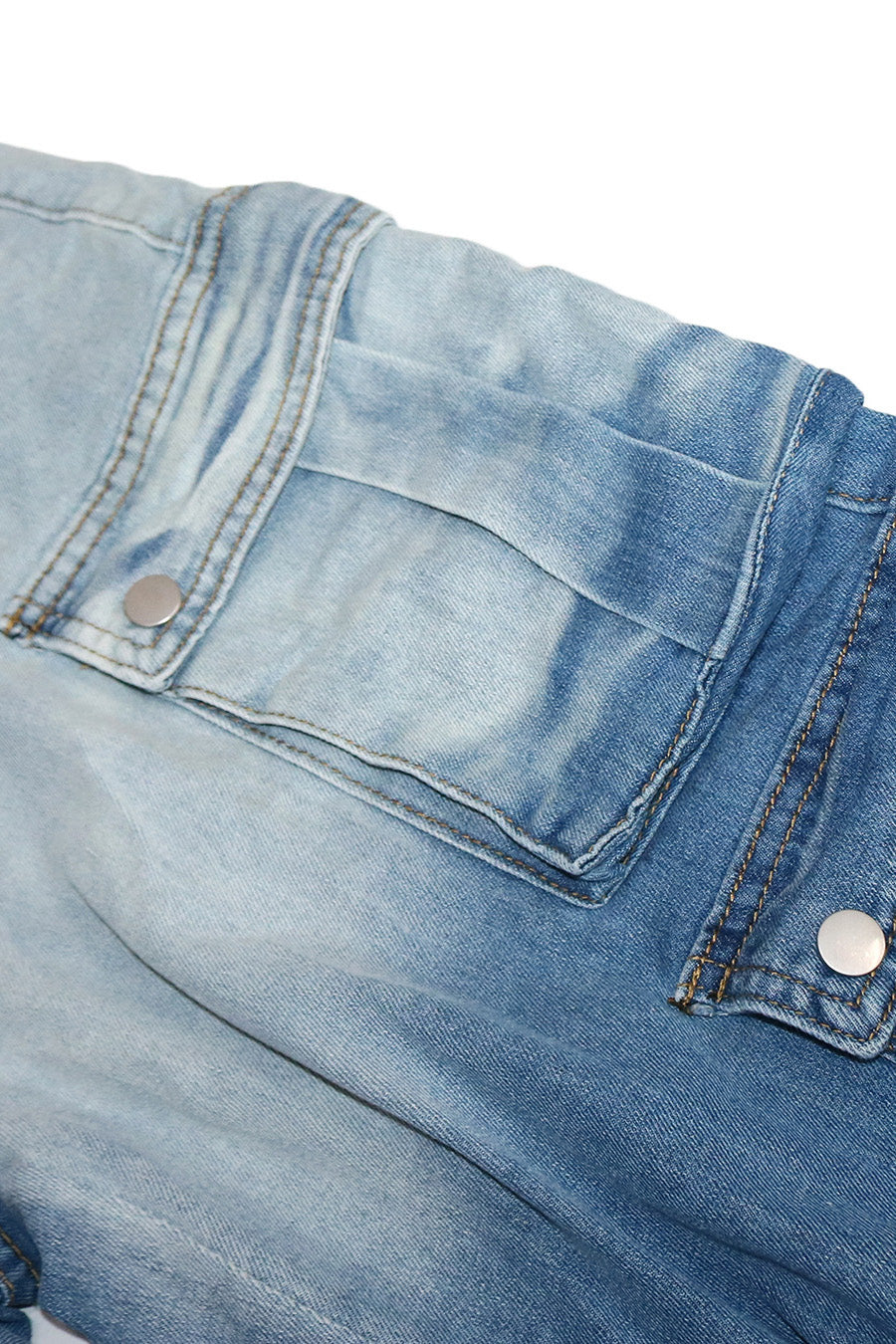 Casual Multi-Pocket Ombre Wide-Leg Jeans
