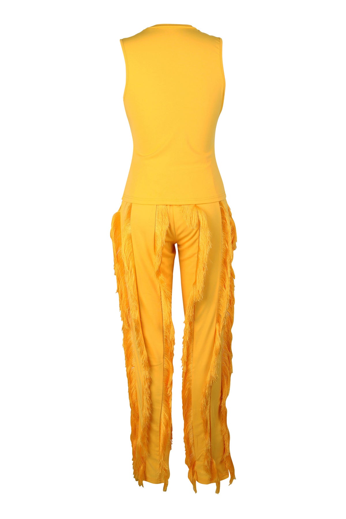 Fringe Pants Sleeveless Casual Two Piece Set