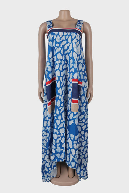 Sleeveless Printed Colorblock Sundress