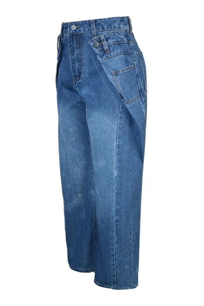 Curved Seam Barrel Leg Jeans