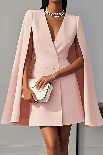 Cape Sleeve V-Neck Blazer Dress