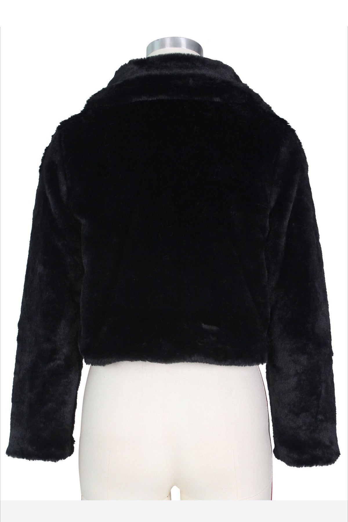 Faux Leather Lapel Short Jacket