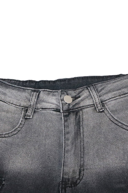 Casual Multi-Pocket Ombre Wide-Leg Jeans