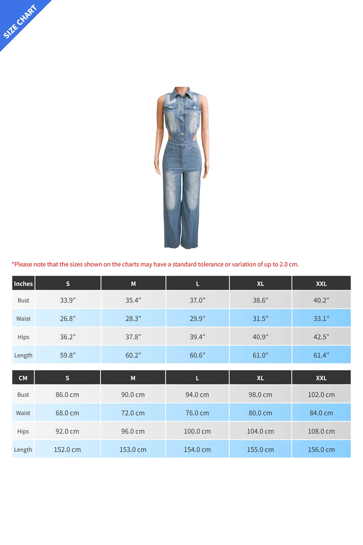 Sleeveless Cut Out Wide Leg Slit  Denim Jumpsuit