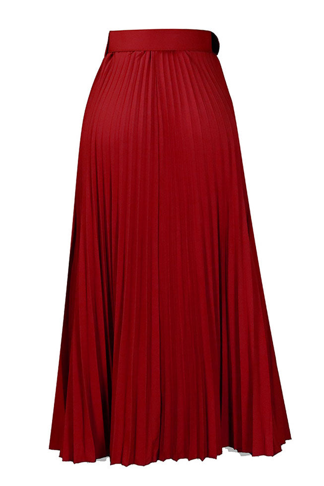 High Waist Pleated Midi Skirt
