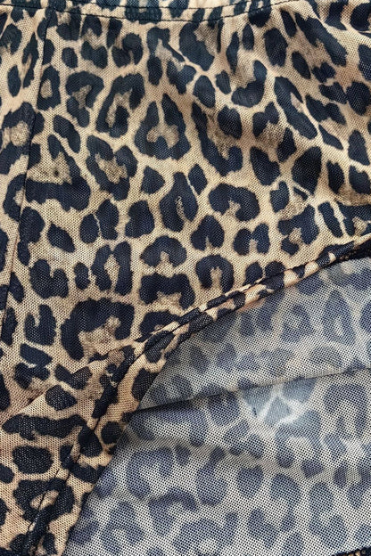 Sheer Mesh Leopard Jumpsuit