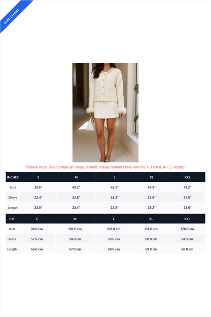 Pearl Trim Faux Fur Sleeve Knit Jacket