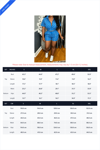 Polka Dot Zip-Up Shorts Set