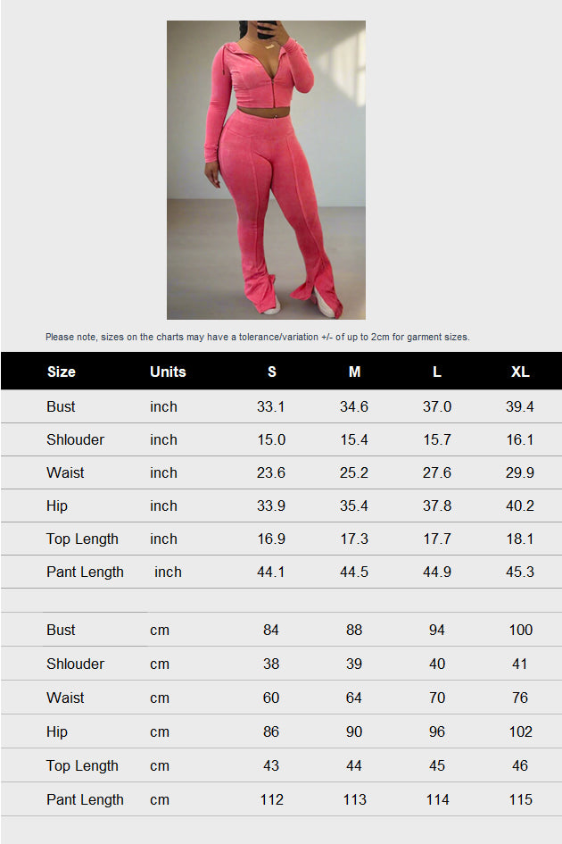 Washed Distressed Hooded Flare Pant Sets