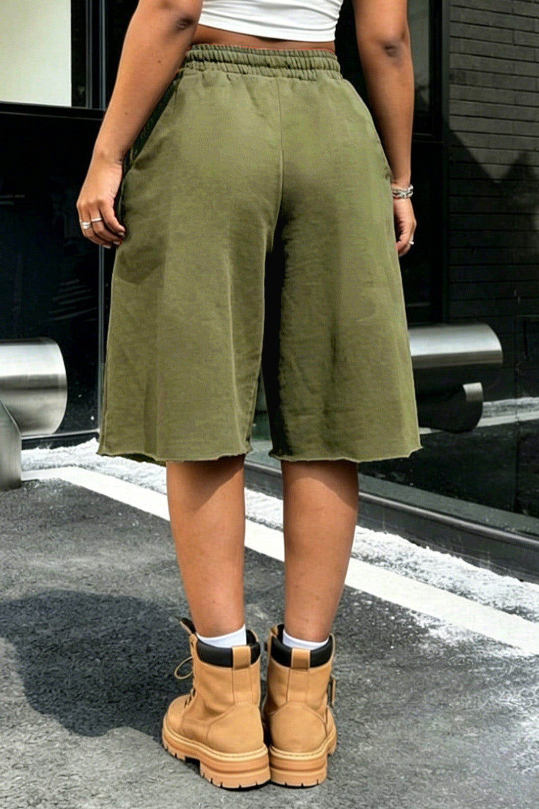Vintage Wash Raw Hem Baggy Sweat Shorts