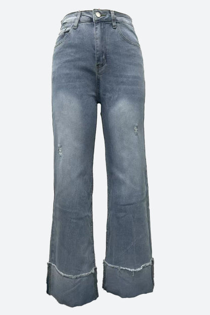 Wide Cuffed Straight Jeans