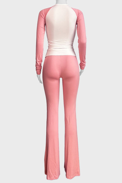 High Waist Slim Fit Two Piece Pants Set