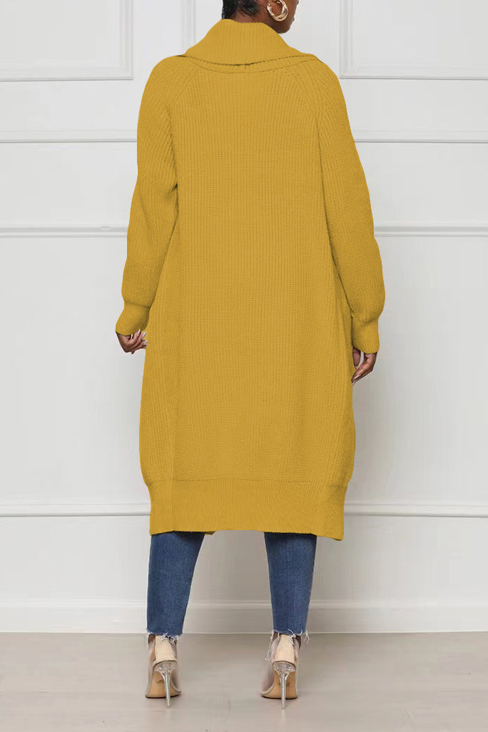 Solid Color Long Knit Cardigans