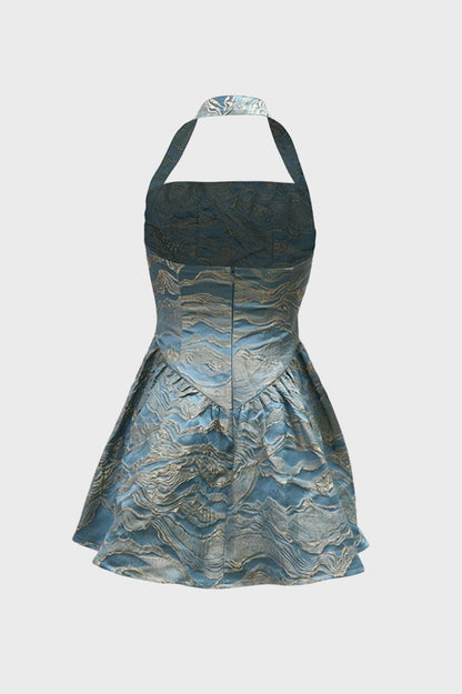Jacquard Halter Mini Dress