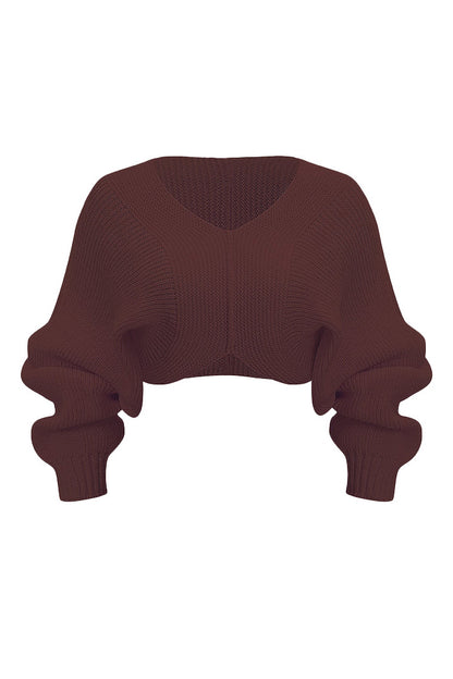 Knit V-Neck Long-Sleeve Top
