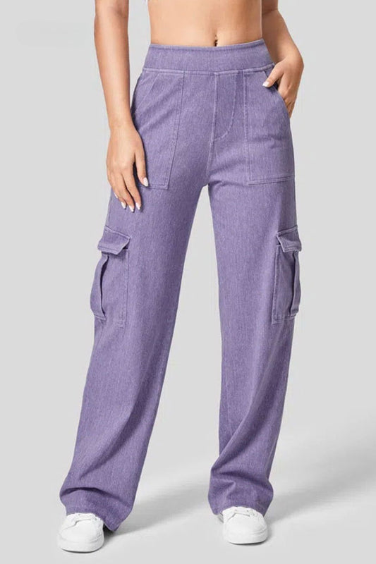 High Rise Wide Leg Cargo Jeans