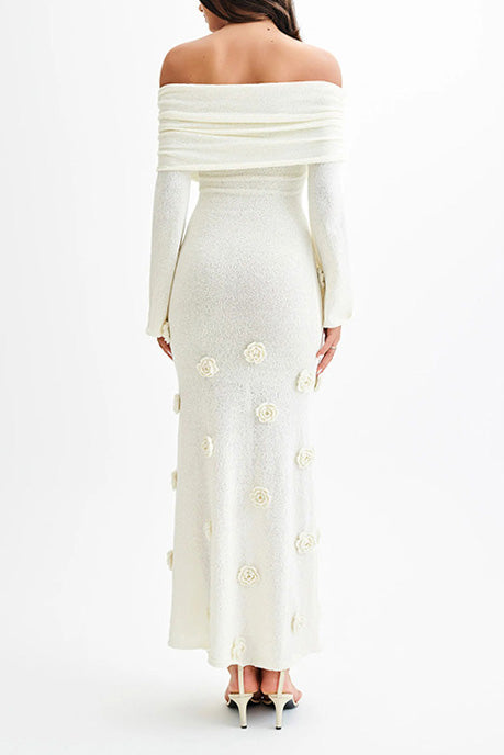 Off Shoulder Knit Maxi Dress