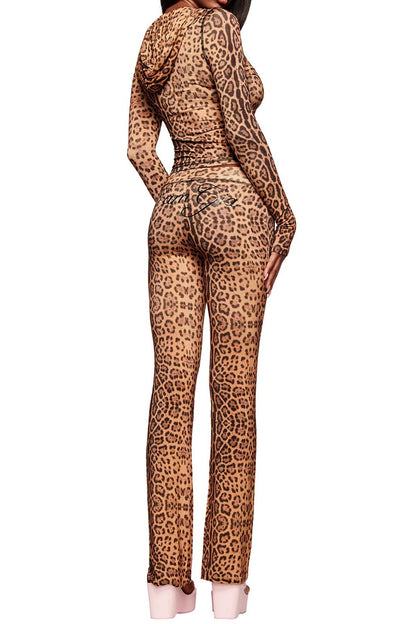 All-Over Print Zip-Up Hoodie & Flare Pant Set