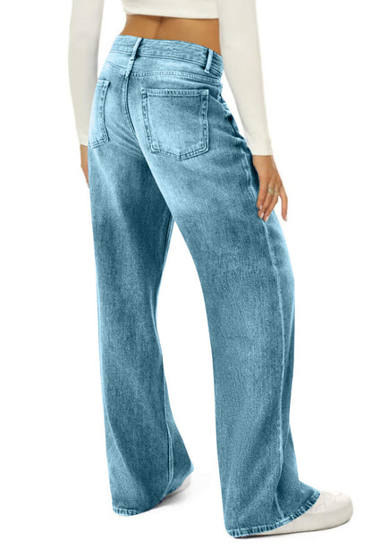 Vintage High Waist Wide Leg Floor Length Jeans
