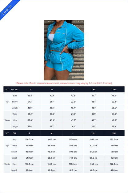 Cropped Zip-Up Jacket & Shorts Track Set
