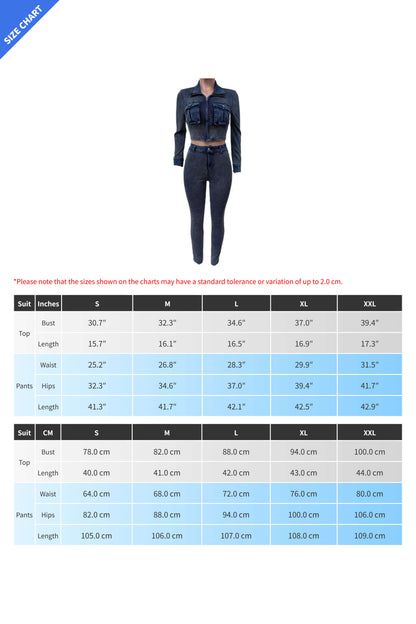 Ribbed Stretch Denim Two Piece Set