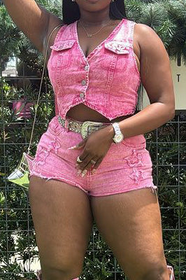 Denim Vest & Shorts Set