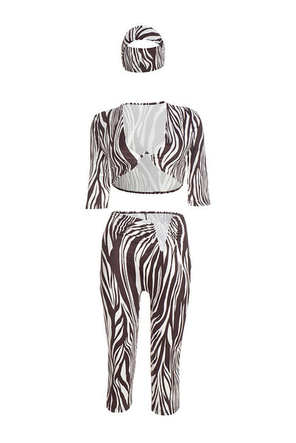 Abstract Print U-Bar Capri Set