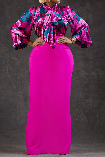 Floral Printed Blouse Skirt Set