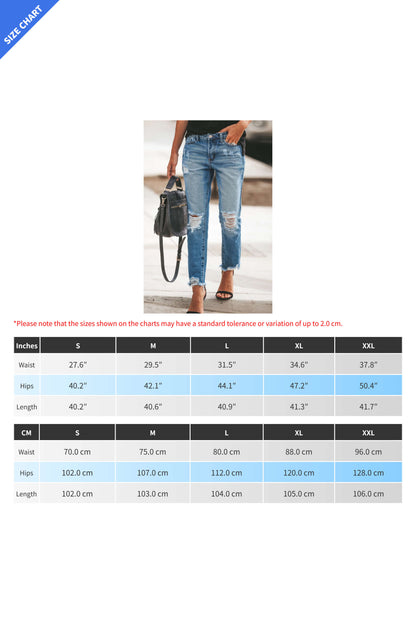 Distressed Raw Hem Jeans