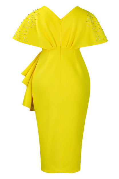 Beaded Ruffled Split Party Dress