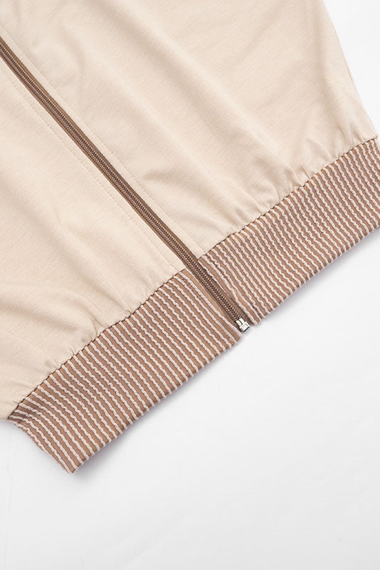 Contrast-Panel Zip Hoodie & Shorts Set