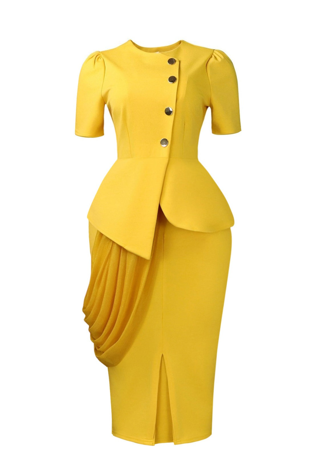 Asymmetrical Button Peplum Skirt Set