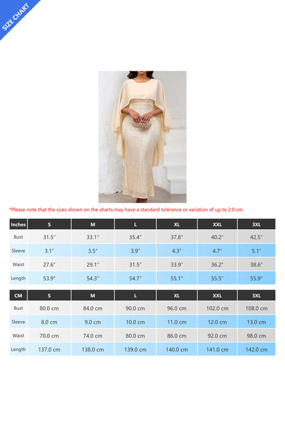 Sequin Three Quarter Length Sleeve Dress