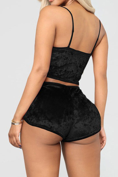 Crushed Velvet Cami & Shorts Lounge Set