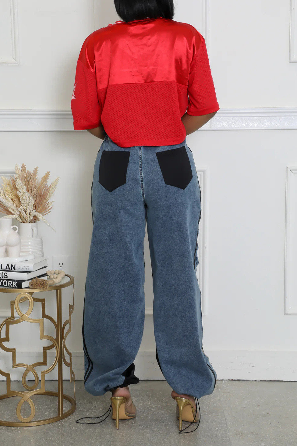 Striped Denim Jogger Pants