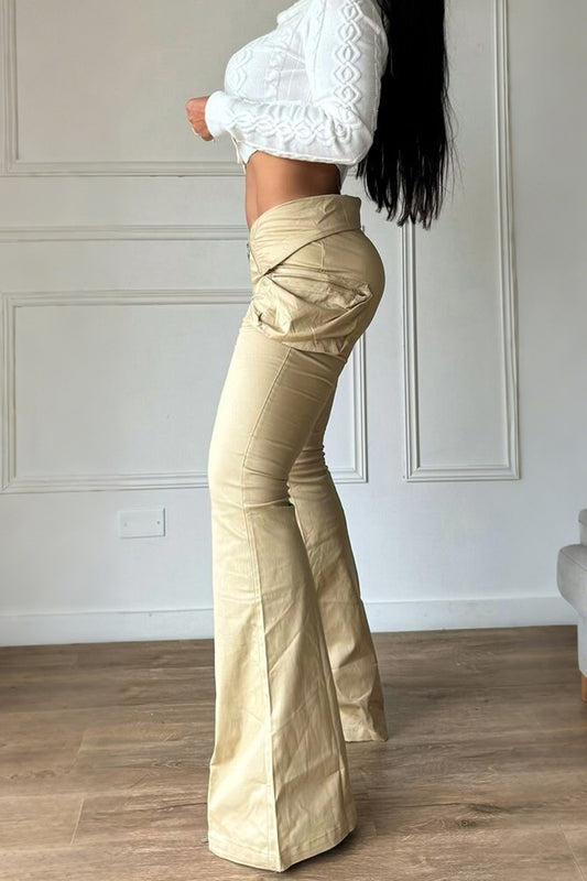 Zip Cargo Flared Pants