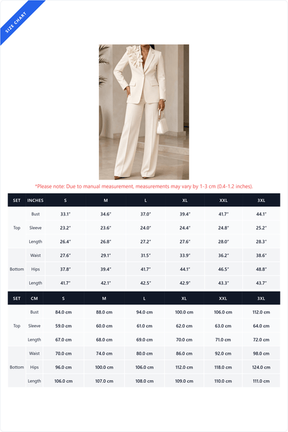 3D Floral Blazer Wide Leg Pants Set