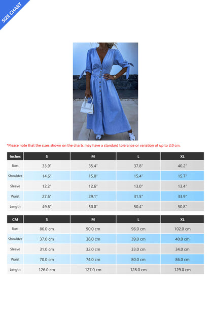 Single-Breasted V-Neck Denim Dress