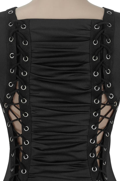 Cutout Lace-Up Bodycon Mini Dress