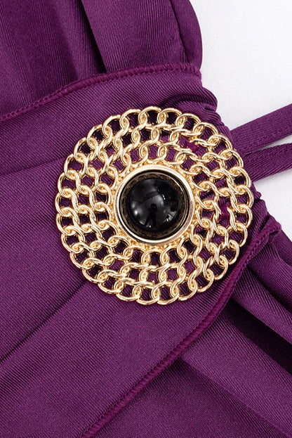 Draped Halter Hardware Mini Dress