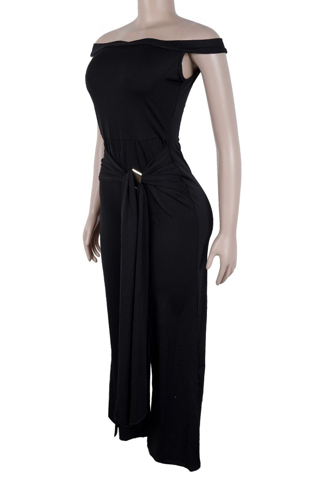 Stretch Off Shoulder Tie Detail Jumpsuit