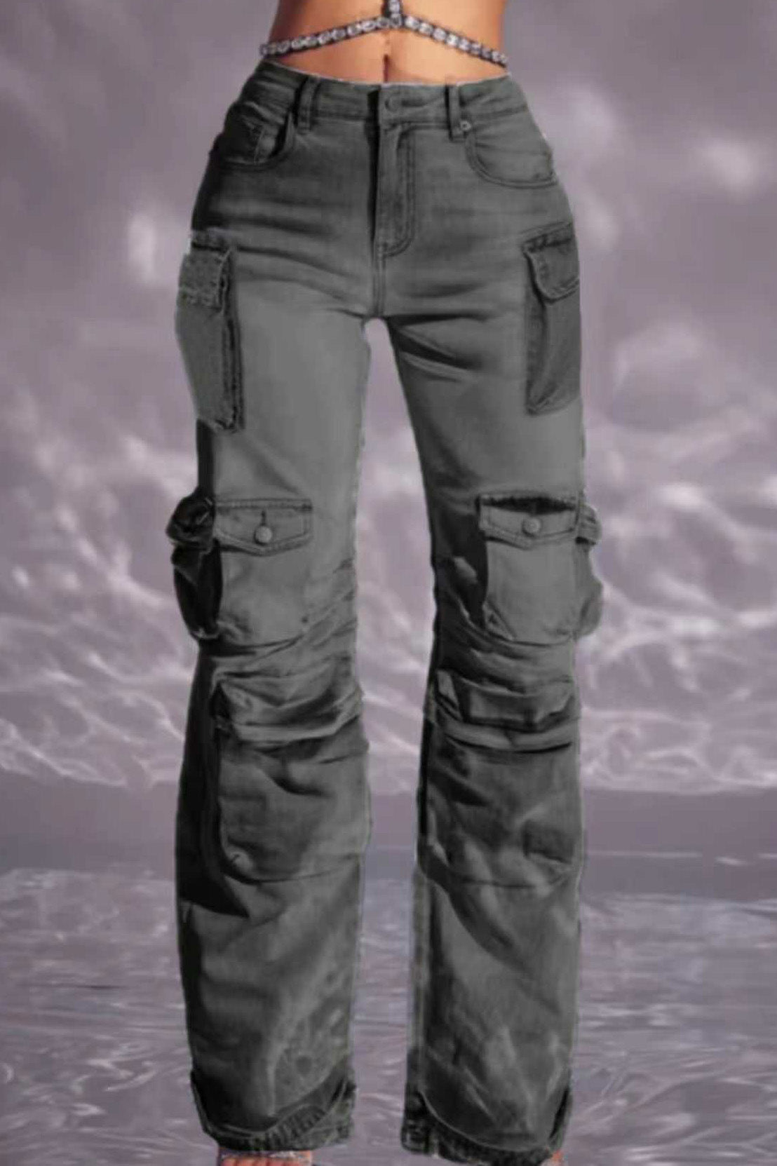 Multi-Pocket Utility Cargo Jeans