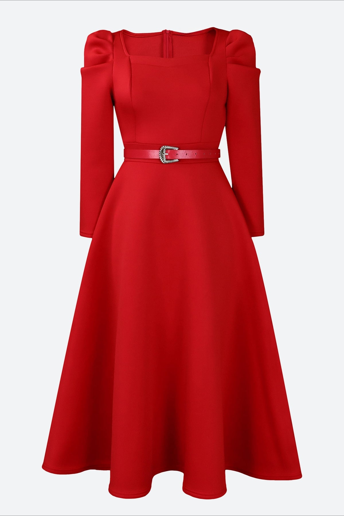 Puff Sleeve Elegant Pleated A-Line Dress