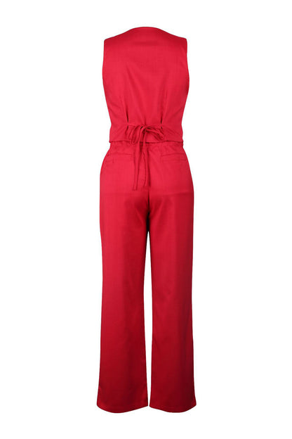 Linen Sleeveless Suit Set for Work Office